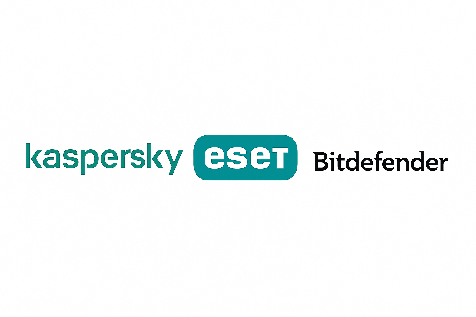 Логотипы Kaspersky, ESET и Bitdefender
